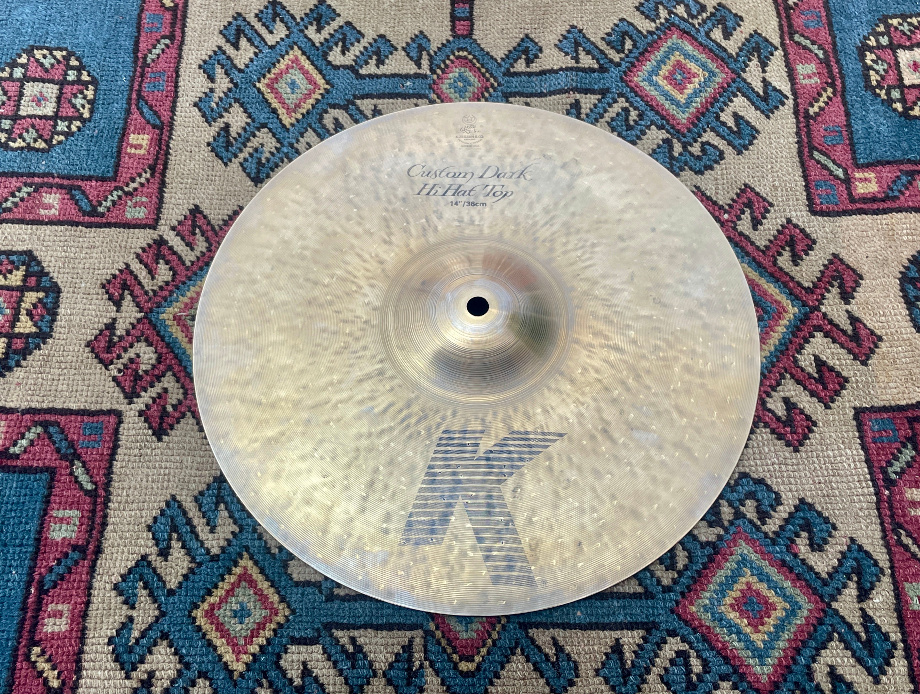 14” Zildjian K Custom Dark Top Hi-Hat Cymbal Single 1066g