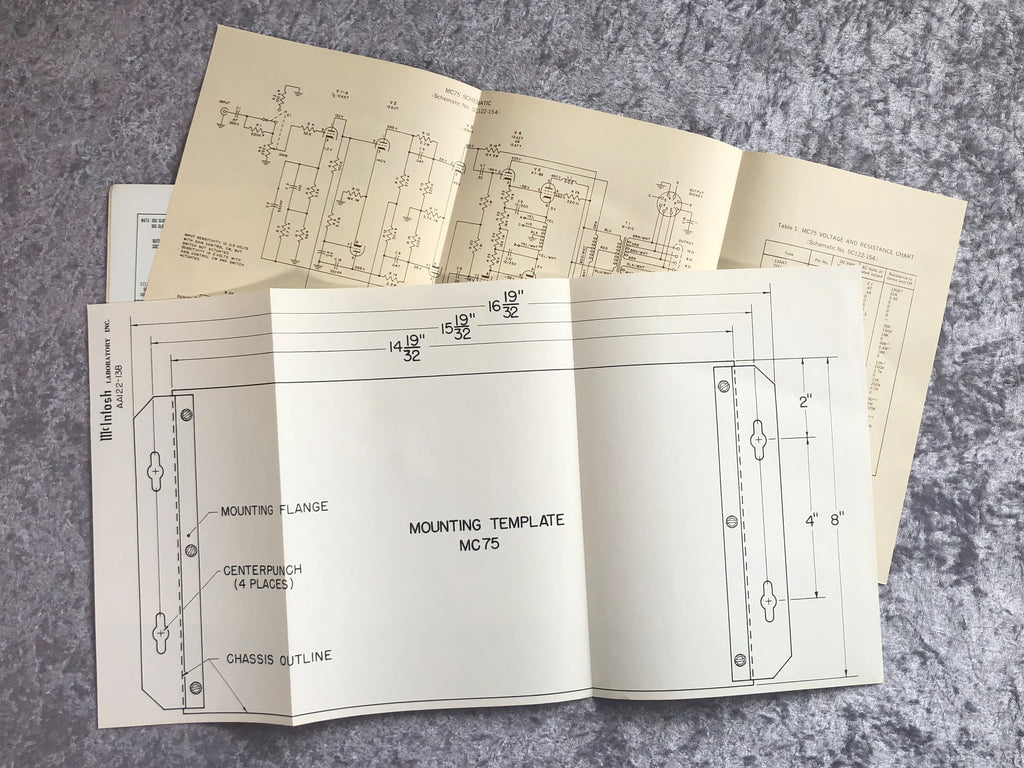 Vintage Mcintosh Mc75 Owner's Manual, Maintenance Manual Schematic, An 