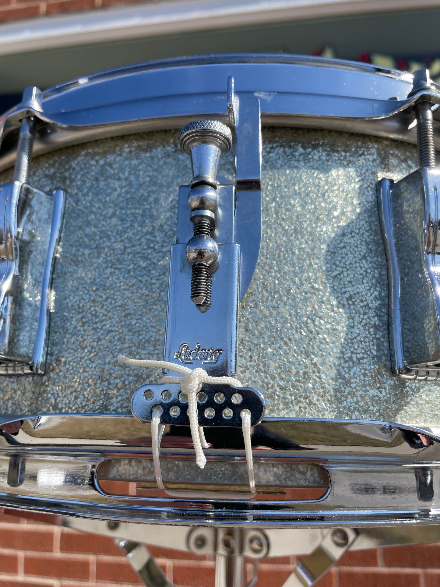 1965 Ludwig 5x14 No. 908P Jazz Festival Snare Drum Silver Sparkle