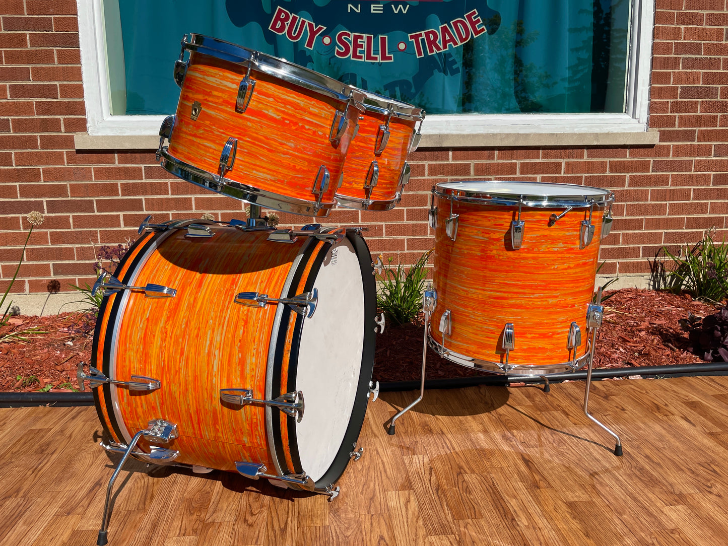 1967 Ludwig Hollywood Drum Set Mod Orange 22/12/13/16