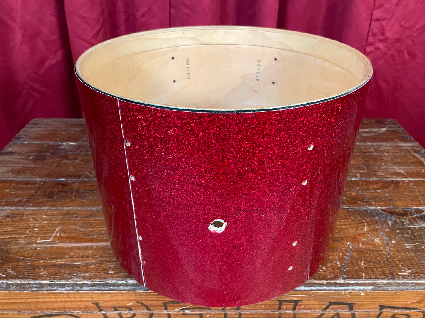 2001 DW Collector's Series 9x12 Tom Drum Shell Only Red Sparkle Drum Workshop