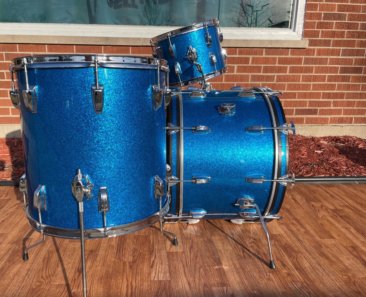 1965 Ludwig Super Classic Drum Set Blue Sparkle 22/13/16