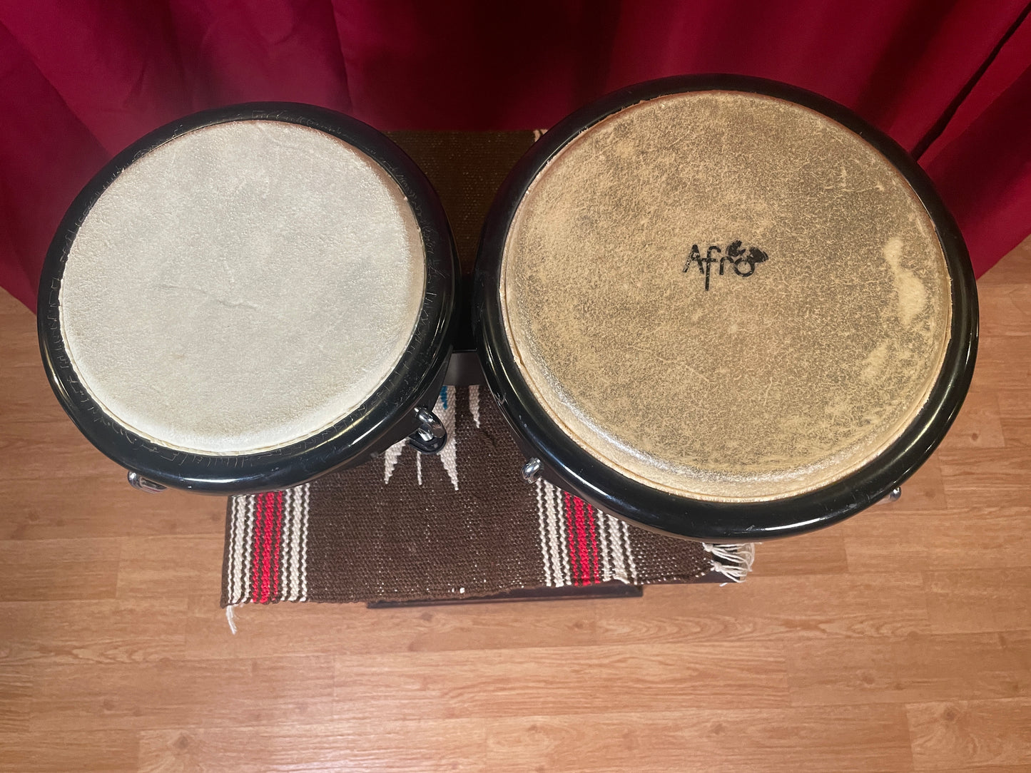 Afro Fiberglass Bongo Set Black Bongos