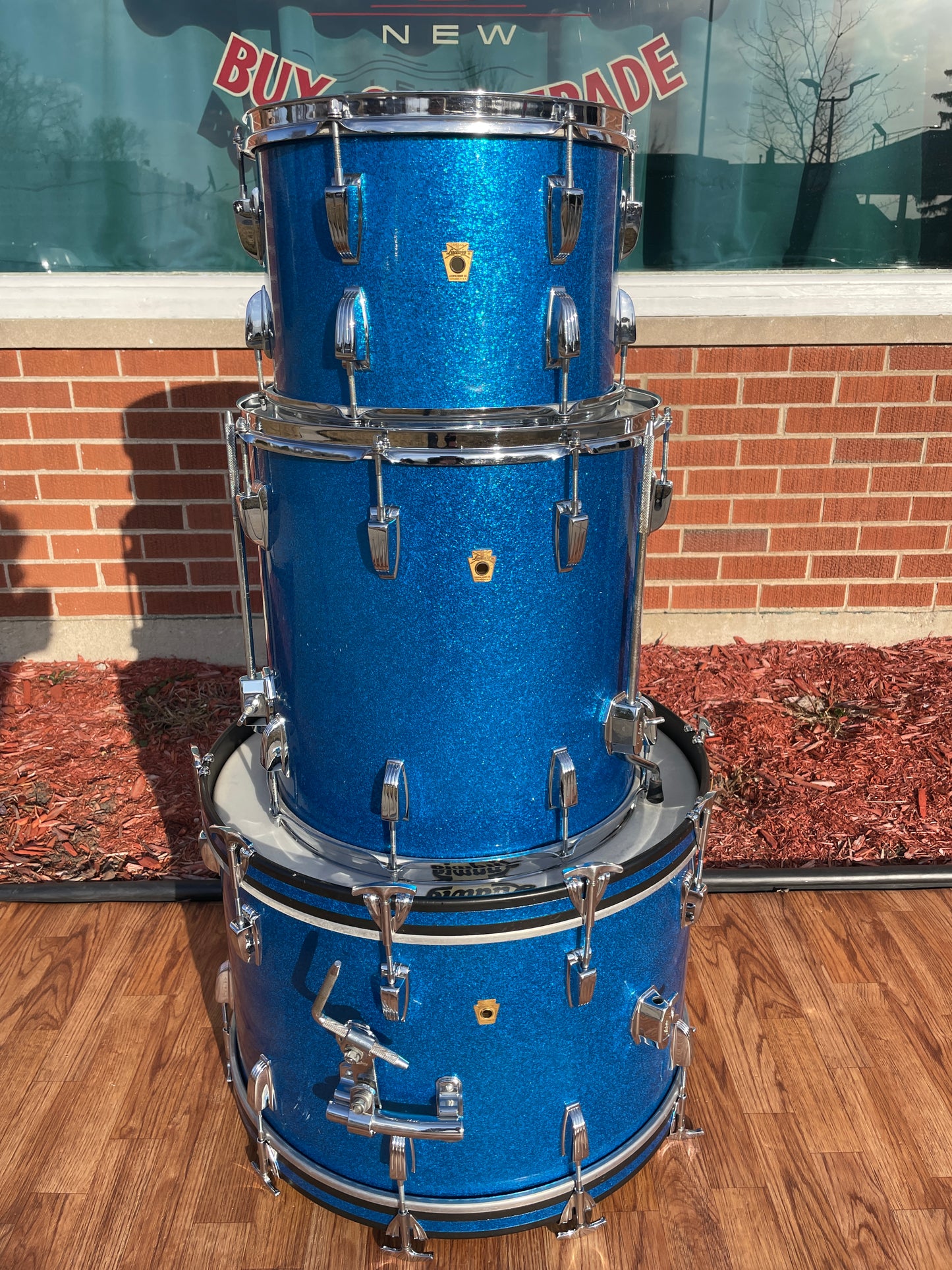 1965 Ludwig Super Classic Drum Set Blue Sparkle 22/13/16