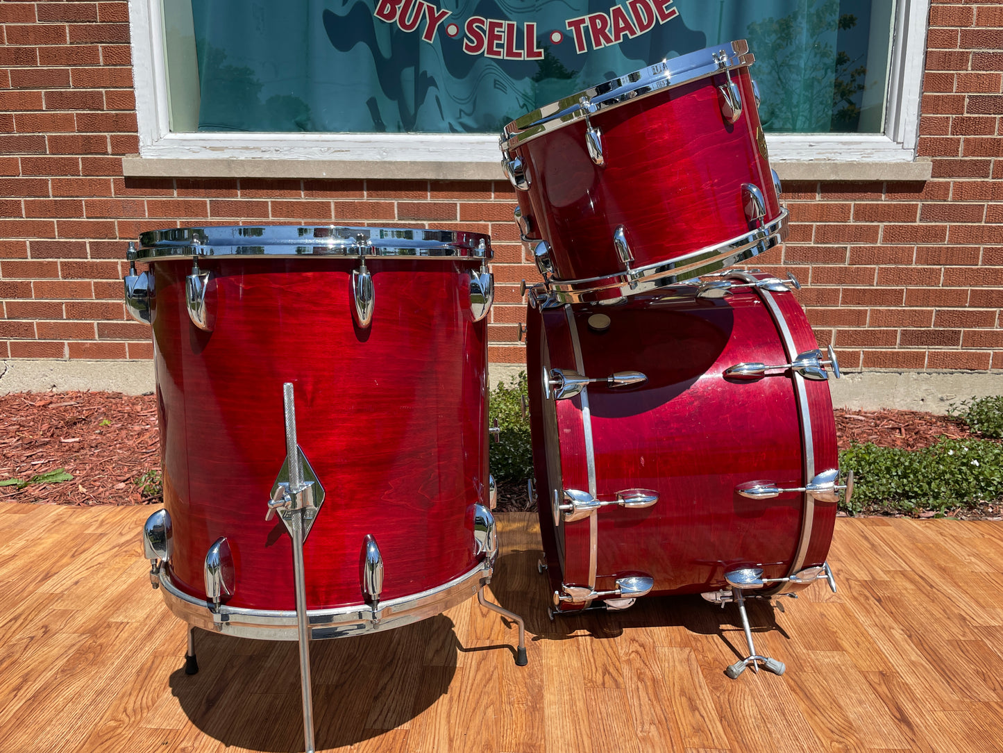 1970s Gretsch Stop Sign Badge Drum Set Red Rosewood 22/12/13/16