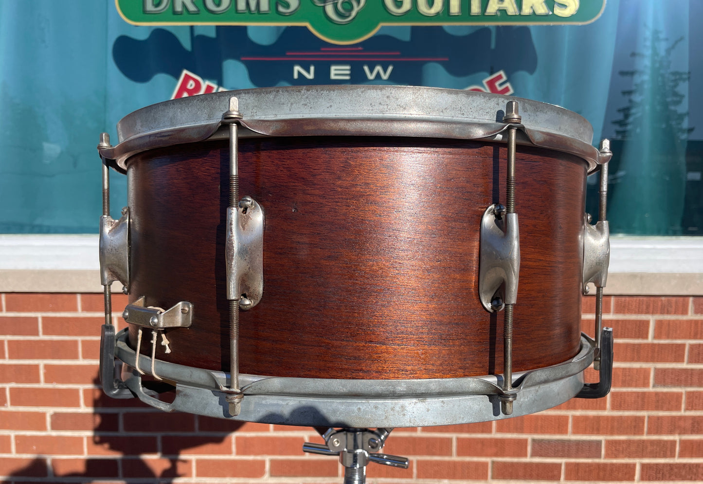 1940s WFL 6.5x15 U.S. Military Snare Drum Solid 1 ply Walnut