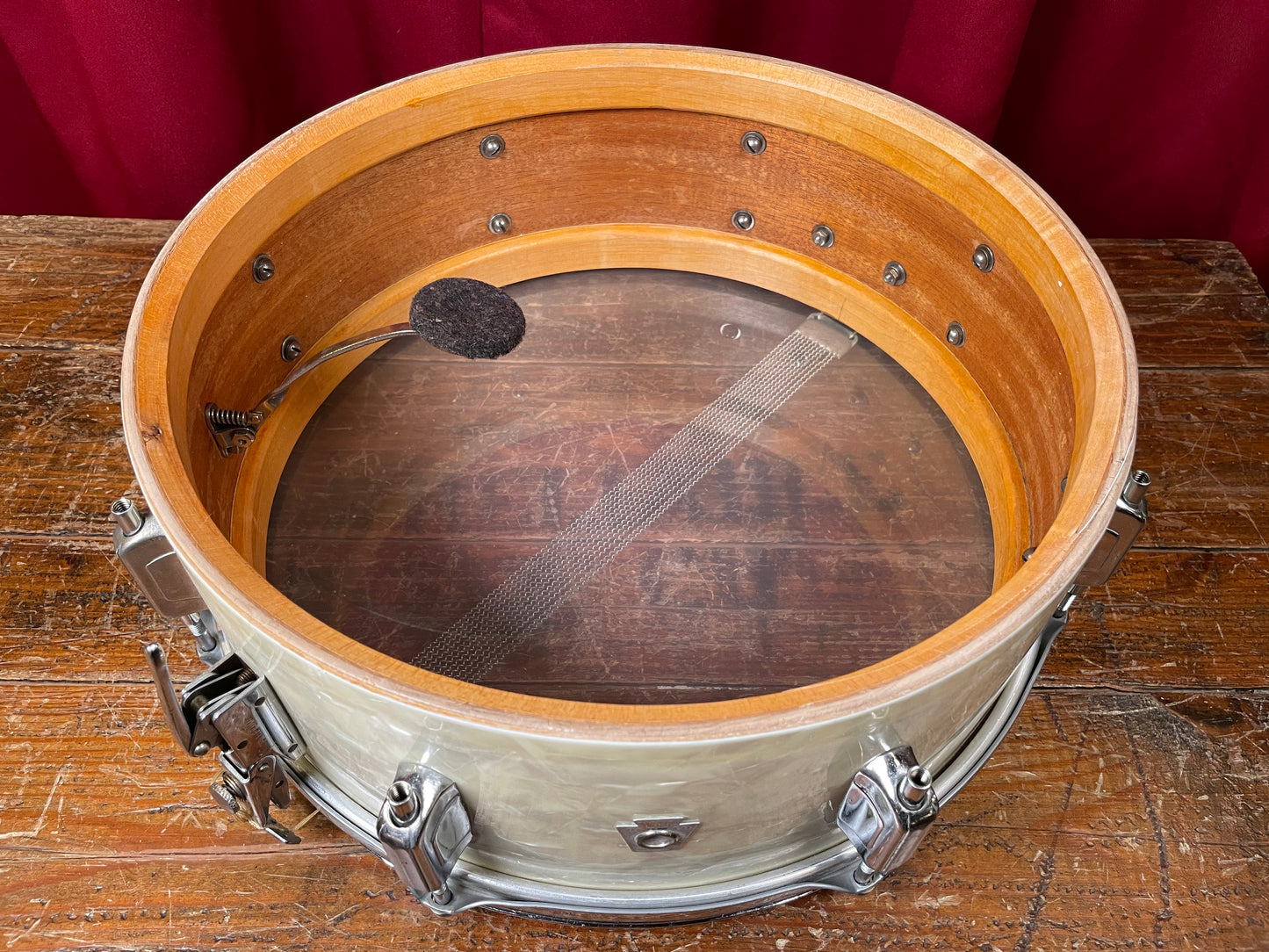 1930s-1940s WFL 5x14 No. 2021 Dixieland All American Swing Snare Drum White Marine Pearl