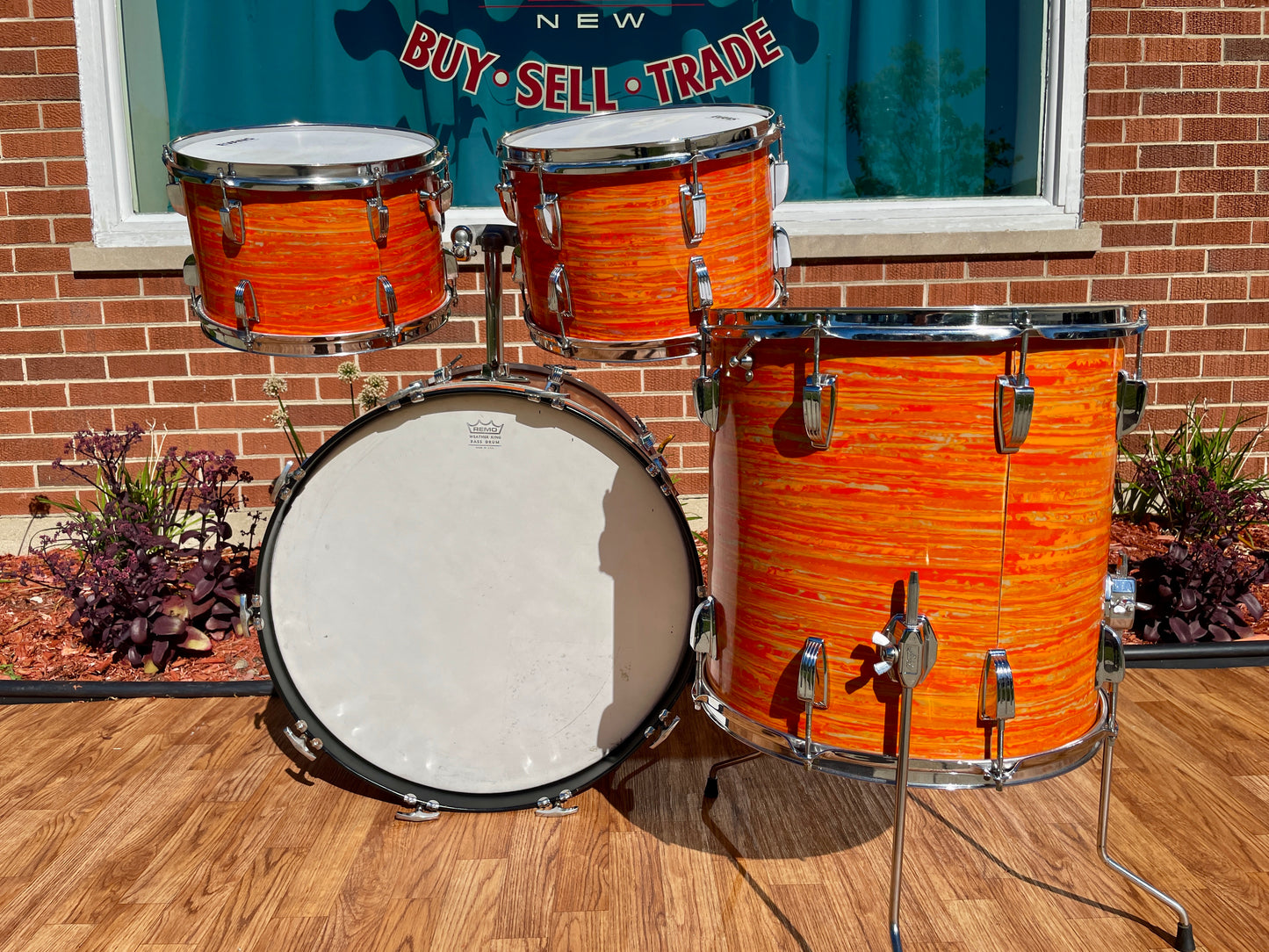 1967 Ludwig Hollywood Drum Set Mod Orange 22/12/13/16