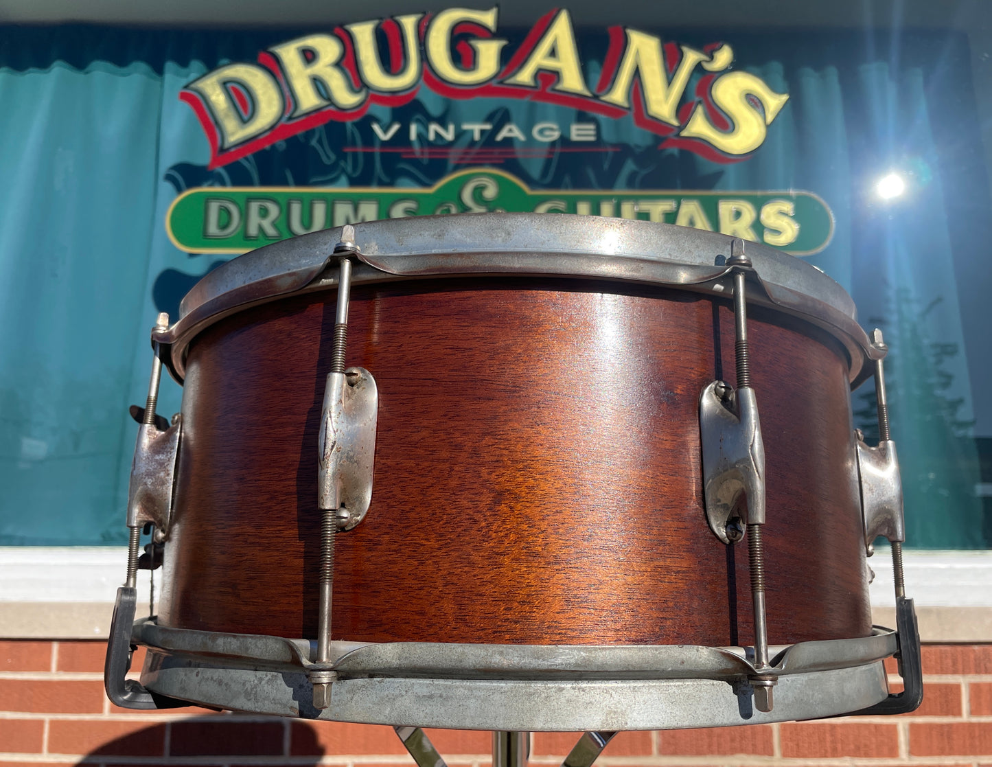 1940s WFL 6.5x15 U.S. Military Snare Drum Solid 1 ply Walnut