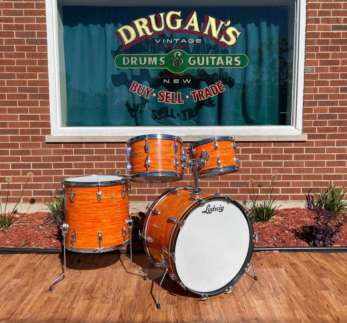 1967 Ludwig Hollywood Drum Set Mod Orange 22/12/13/16