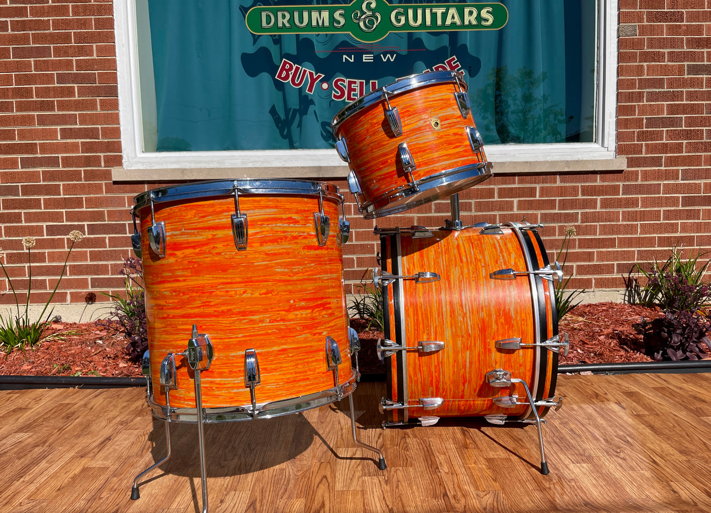 1967 Ludwig Hollywood Drum Set Mod Orange 22/12/13/16