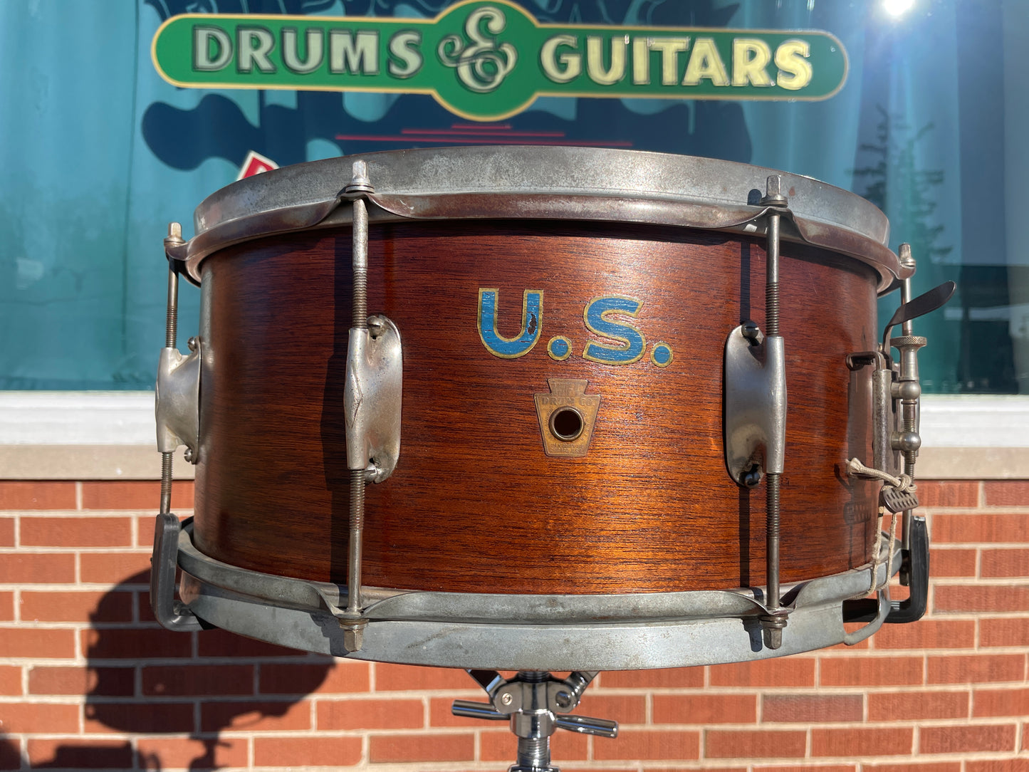 1940s WFL 6.5x15 U.S. Military Snare Drum Solid 1 ply Walnut