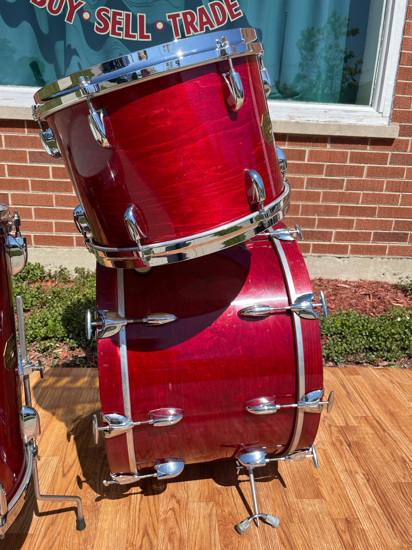 1970s Gretsch Stop Sign Badge Drum Set Red Rosewood 22/12/13/16