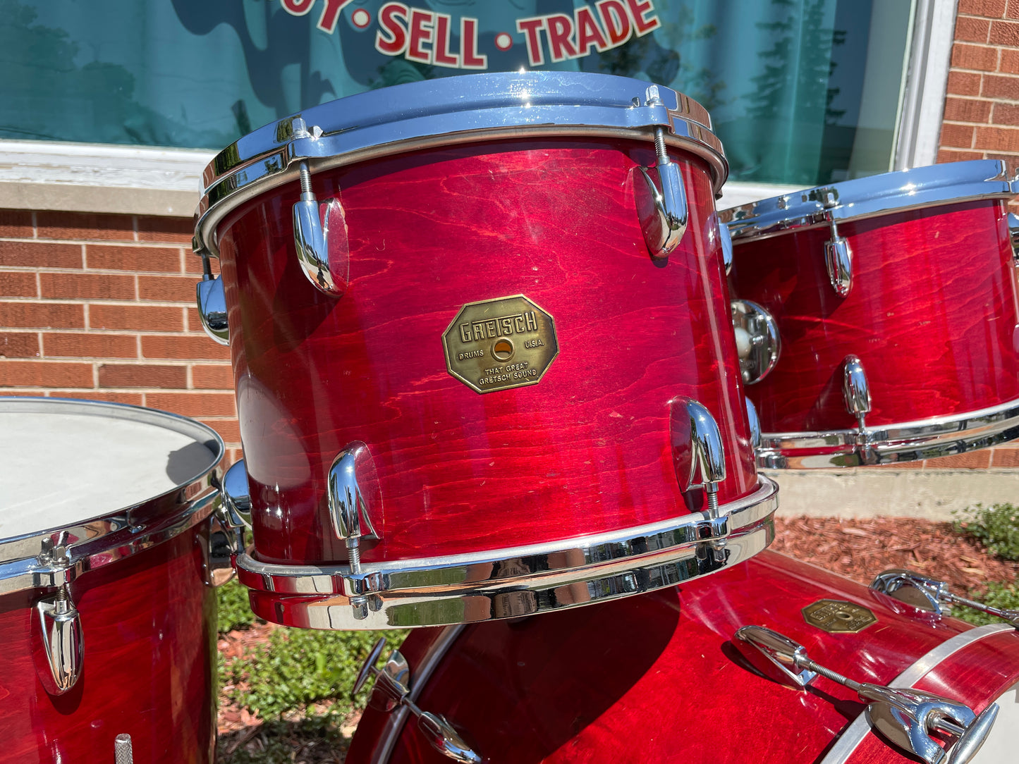 1970s Gretsch Stop Sign Badge Drum Set Red Rosewood 22/12/13/16