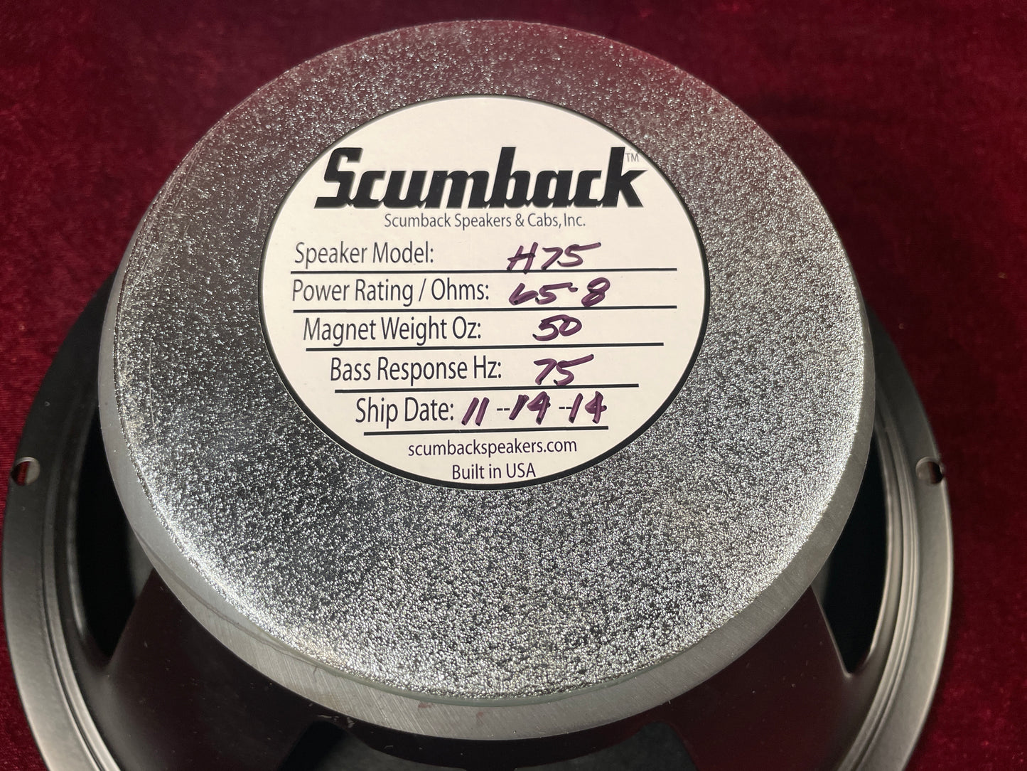 Scumback 12" 65W H75 Guitar Speaker 8 Ohm (Stock #42)