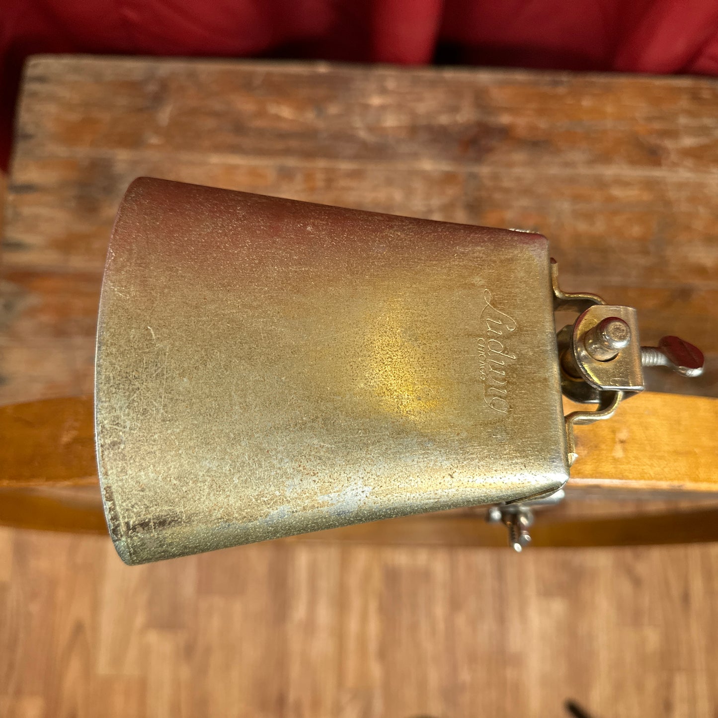 1960s Ludwig 5" Golden Tone No. 129 Cow Bell w/ WFL Cowbell Holder No. 133