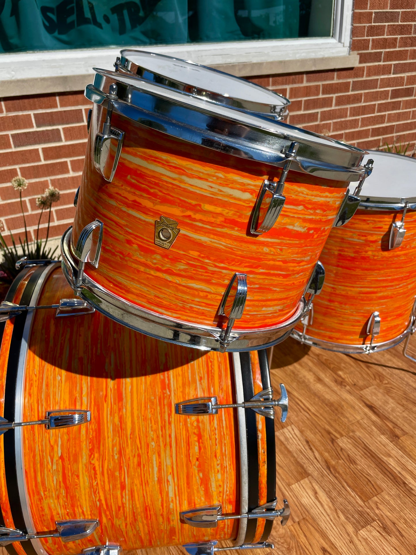 1967 Ludwig Hollywood Drum Set Mod Orange 22/12/13/16