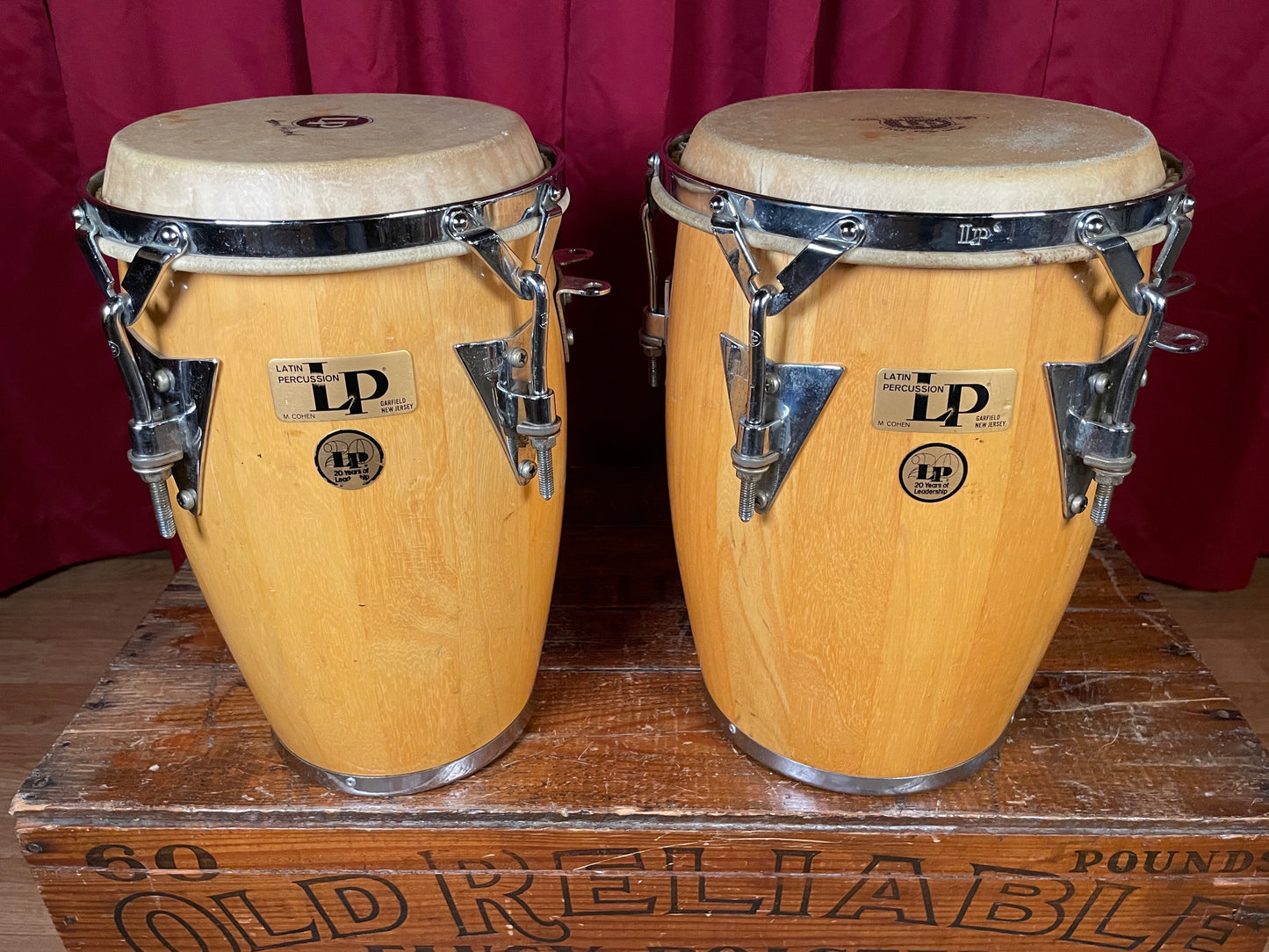 Vintage 1985 LP Junior 8"/9" Conga Set Natural Mini Pair Latin Percussion