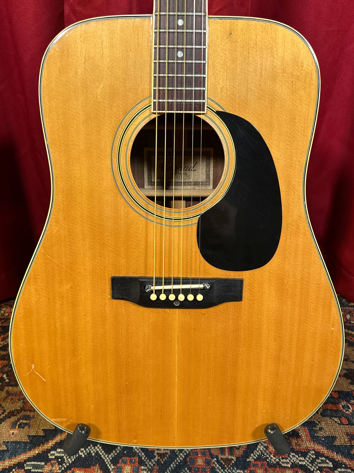 Vintage 1970s Conrad Model 40226 Acoustic Guitar Natural MIJ w/ OHSC