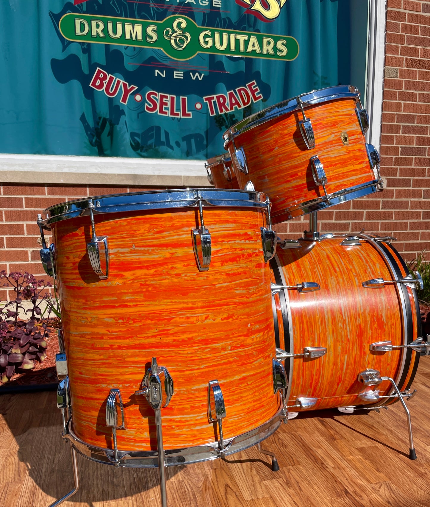 1967 Ludwig Hollywood Drum Set Mod Orange 22/12/13/16