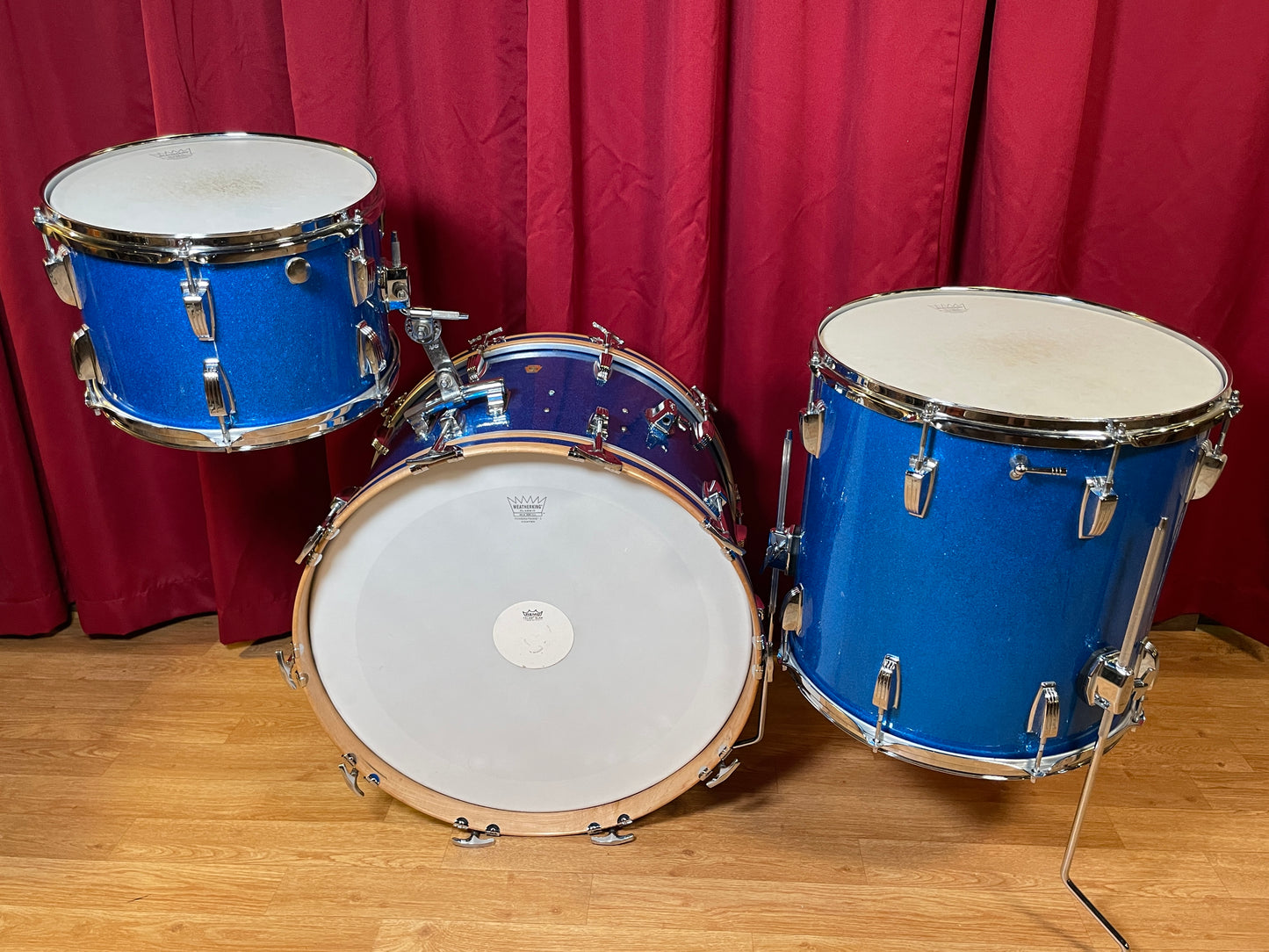 1960s Ludwig Super Classic Drum Set Blue Sparkle 22/13/16