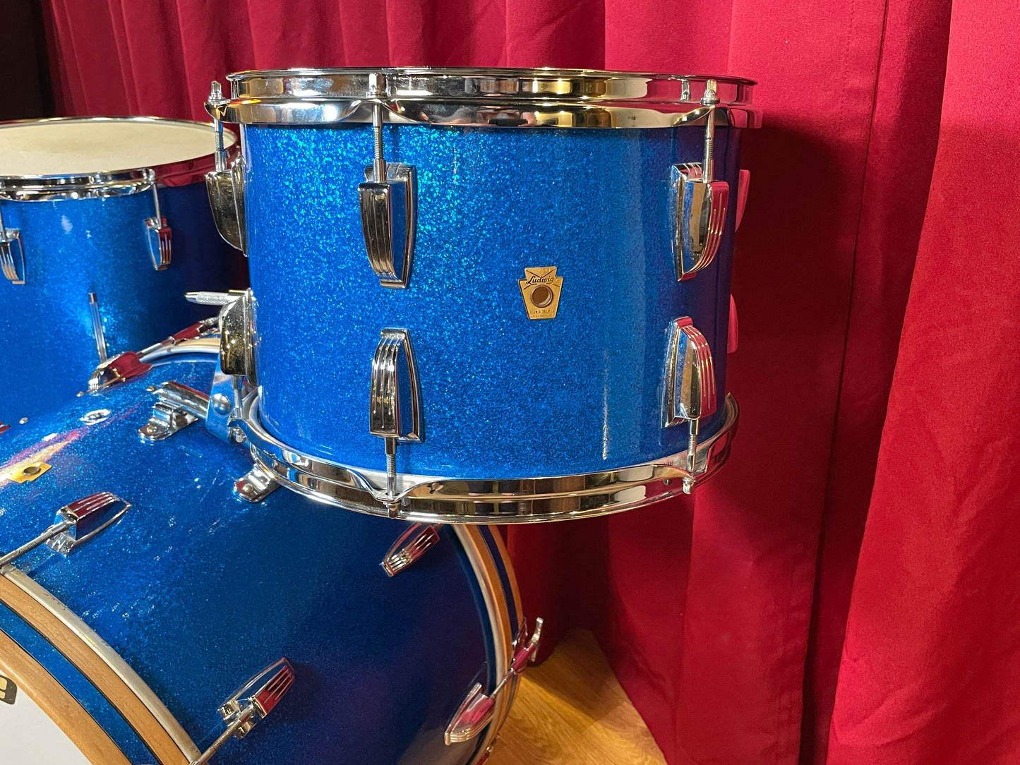 1960s Ludwig Super Classic Drum Set Blue Sparkle 22/13/16