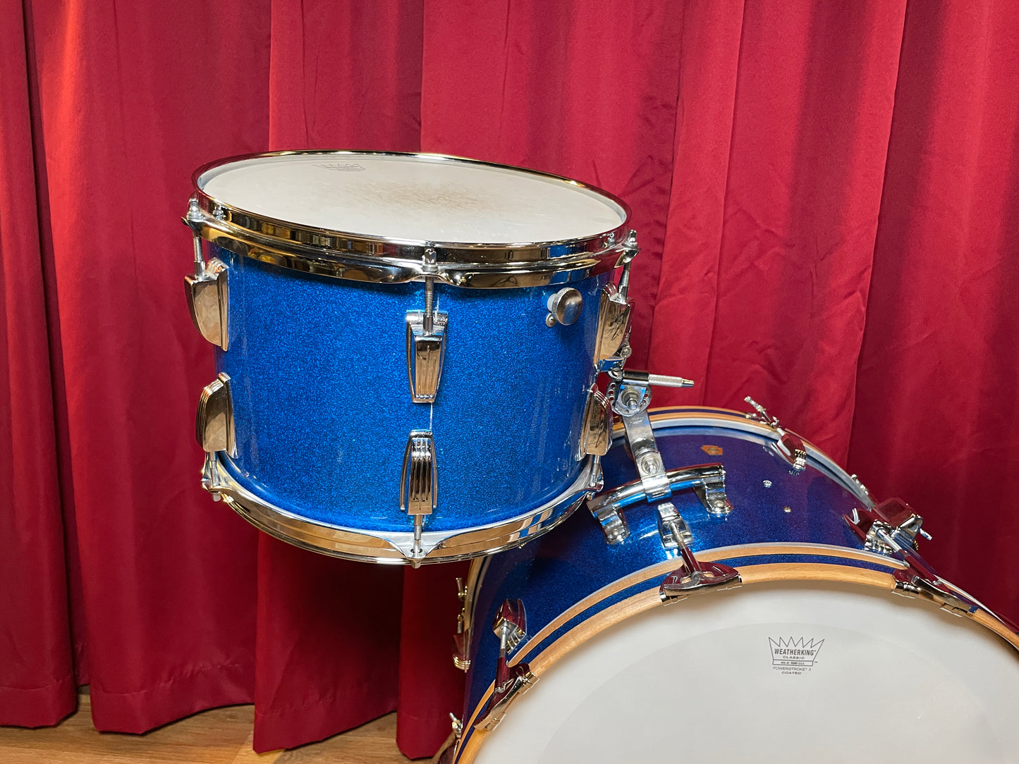 1960s Ludwig Super Classic Drum Set Blue Sparkle 22/13/16