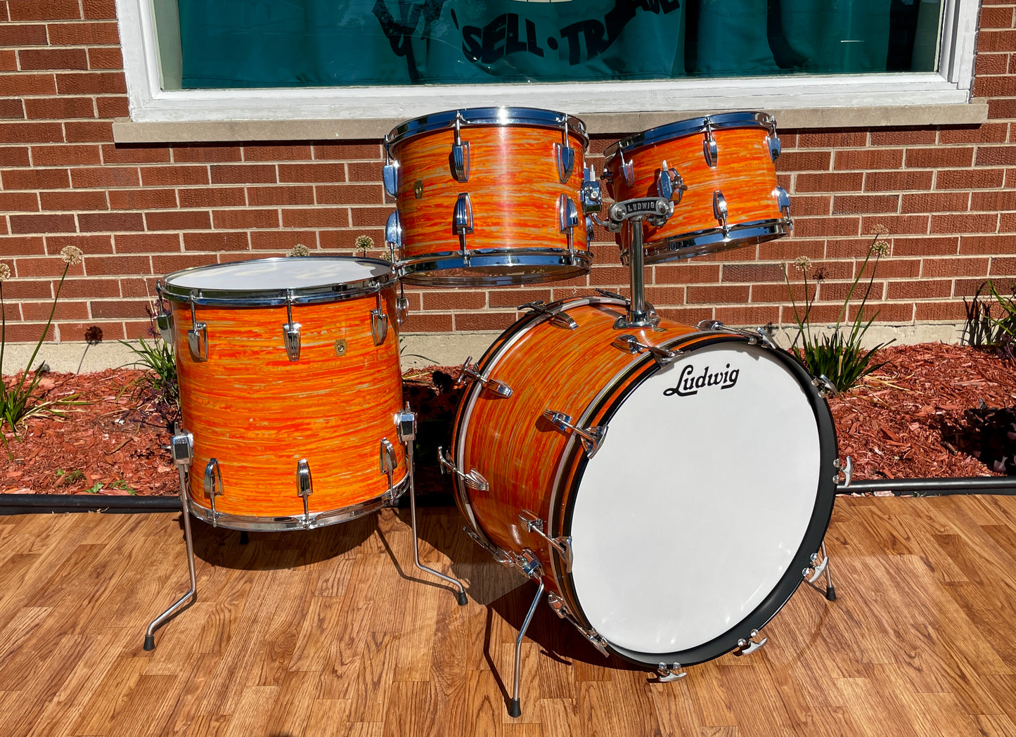 1967 Ludwig Hollywood Drum Set Mod Orange 22/12/13/16