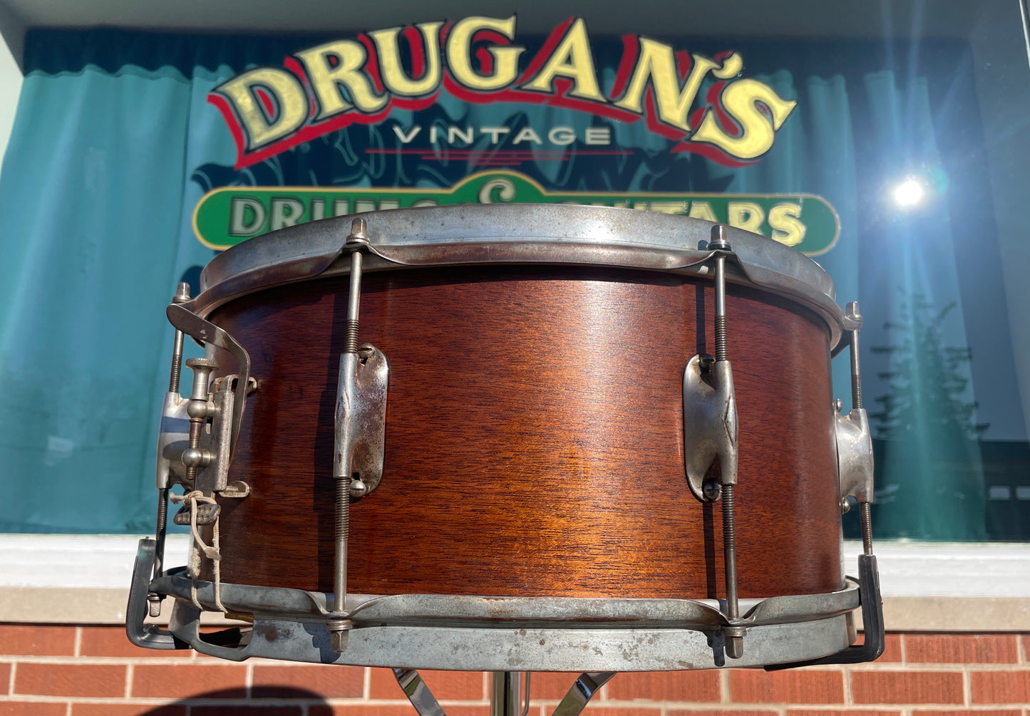 1940s WFL 6.5x15 U.S. Military Snare Drum Solid 1 ply Walnut