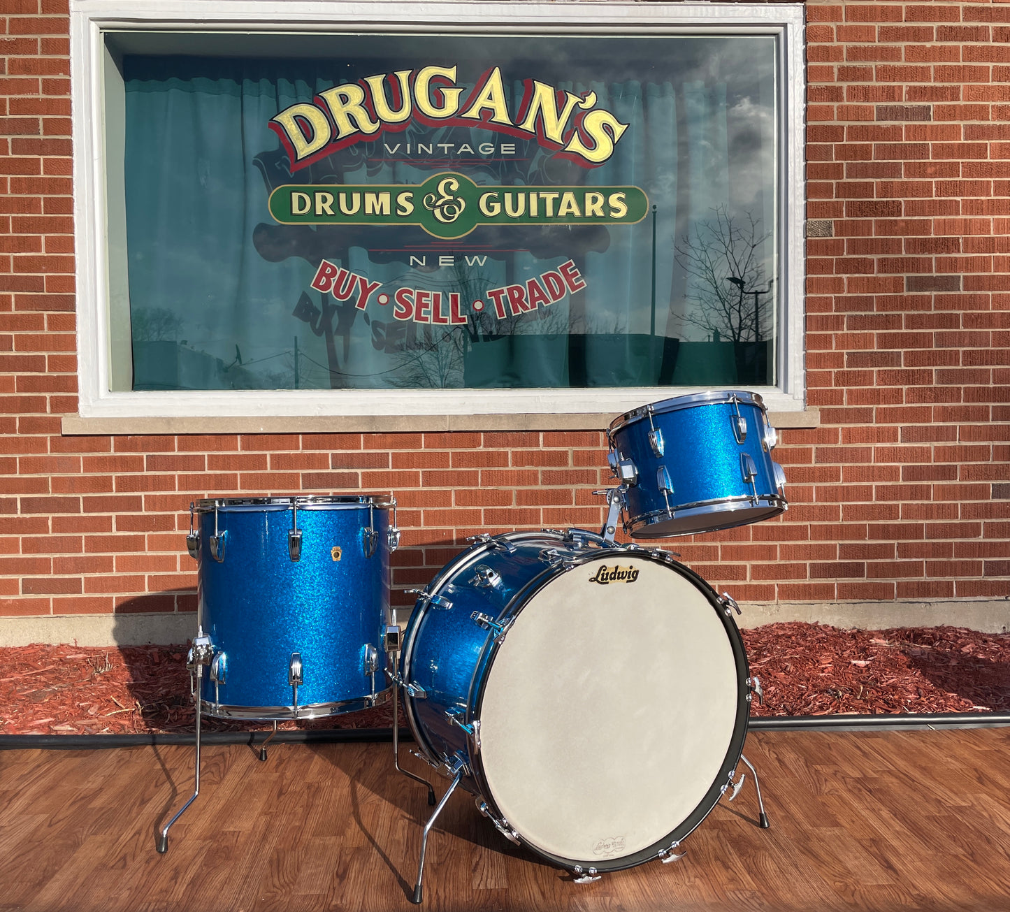 1965 Ludwig Super Classic Drum Set Blue Sparkle 22/13/16