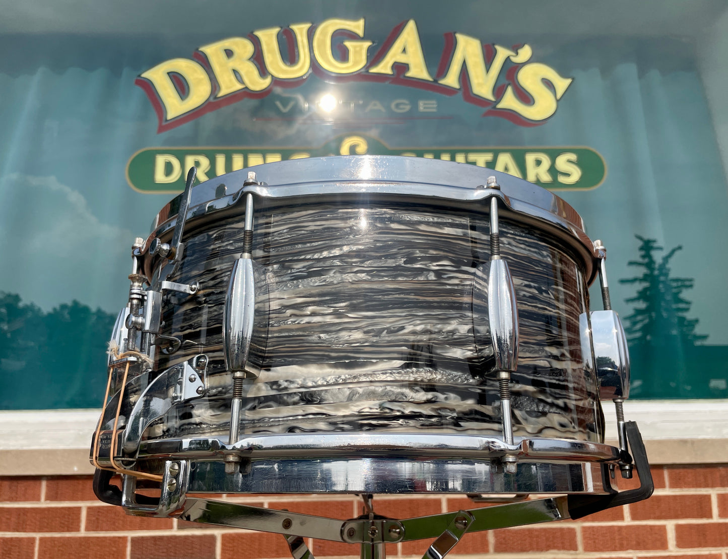 1937-1943 Slingerland 6.5x14 Gene Krupa Model Radio King Solid Shell Snare Drum Oyster Black Pearl