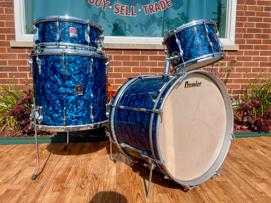 1960s Premier 54 Outfit Drum Set Blue Pearl 20/12/16 w/ 5.5x14 Snare