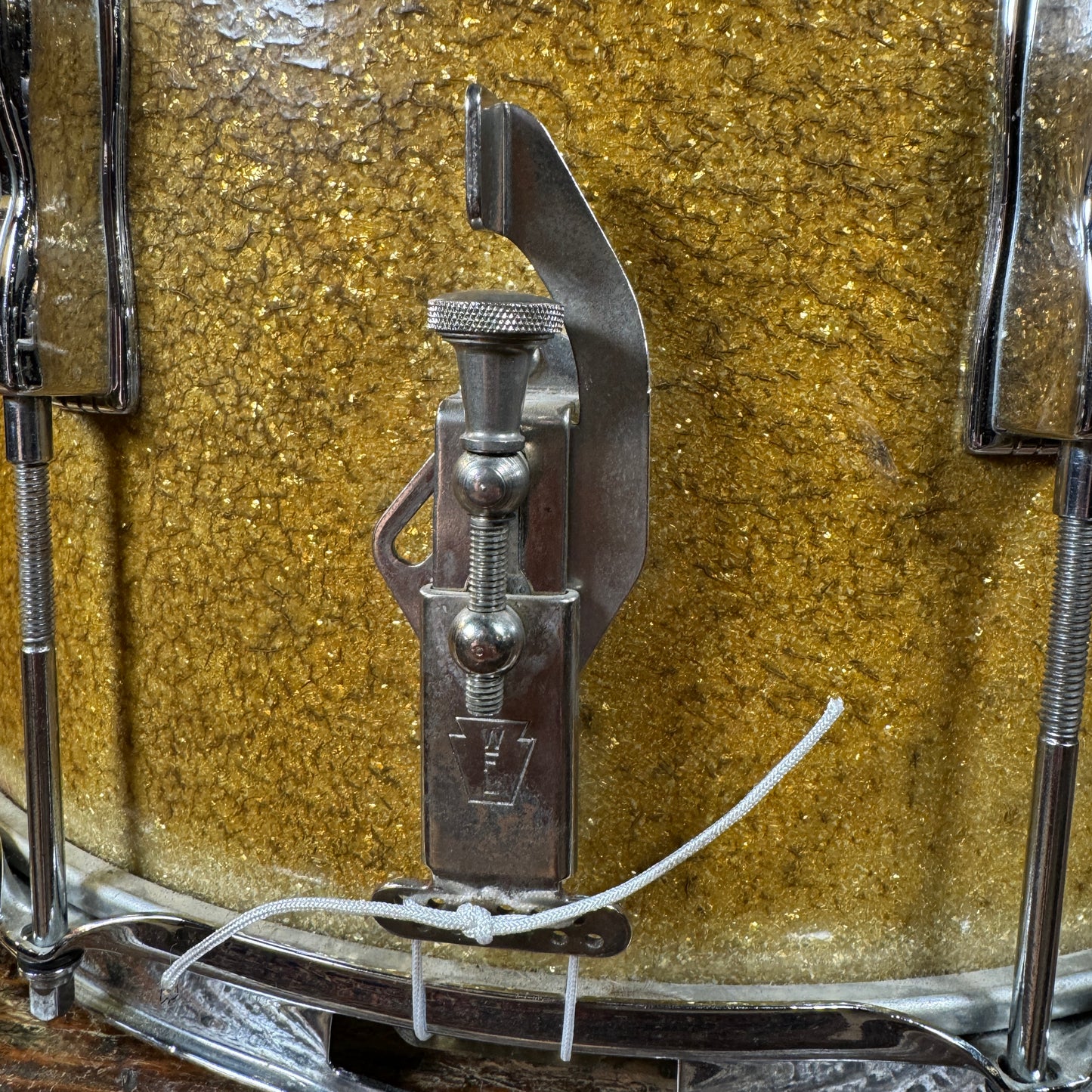 1950s WFL Ludwig 10x15 J. Burns Moore Parade Drum No. 3200P Silver Sparkle Marching Snare