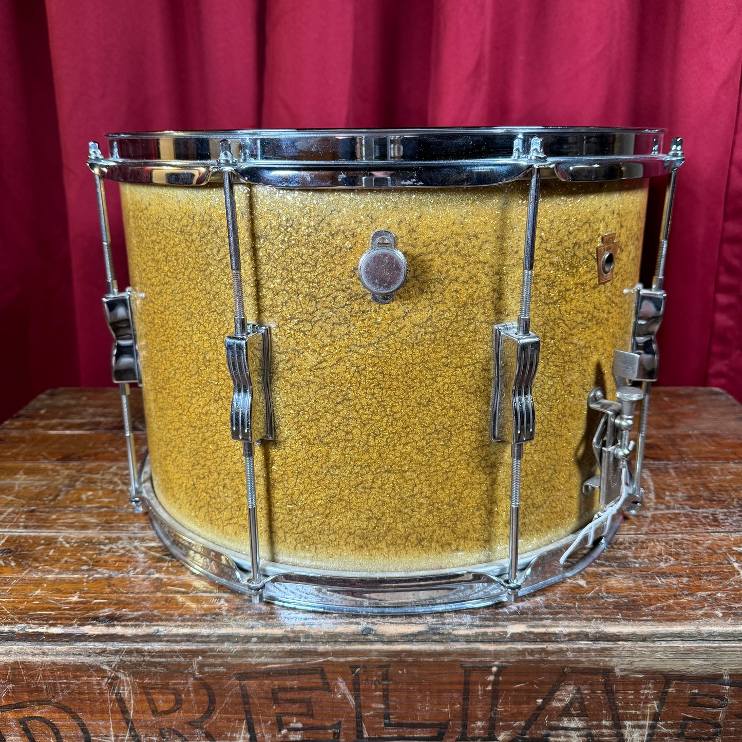 1950s WFL Ludwig 10x15 J. Burns Moore Parade Drum No. 3200P Silver Sparkle Marching Snare