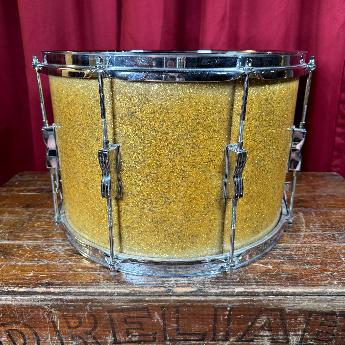 1950s WFL Ludwig 10x15 J. Burns Moore Parade Drum No. 3200P Silver Sparkle Marching Snare