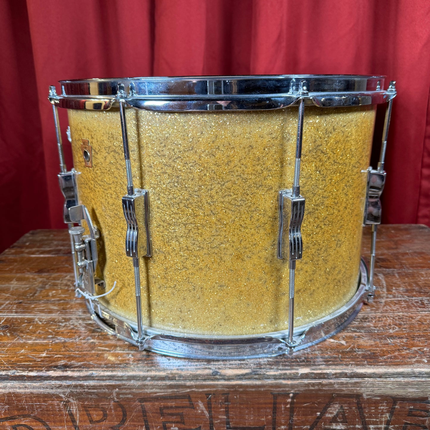 1950s WFL Ludwig 10x15 J. Burns Moore Parade Drum No. 3200P Silver Sparkle Marching Snare