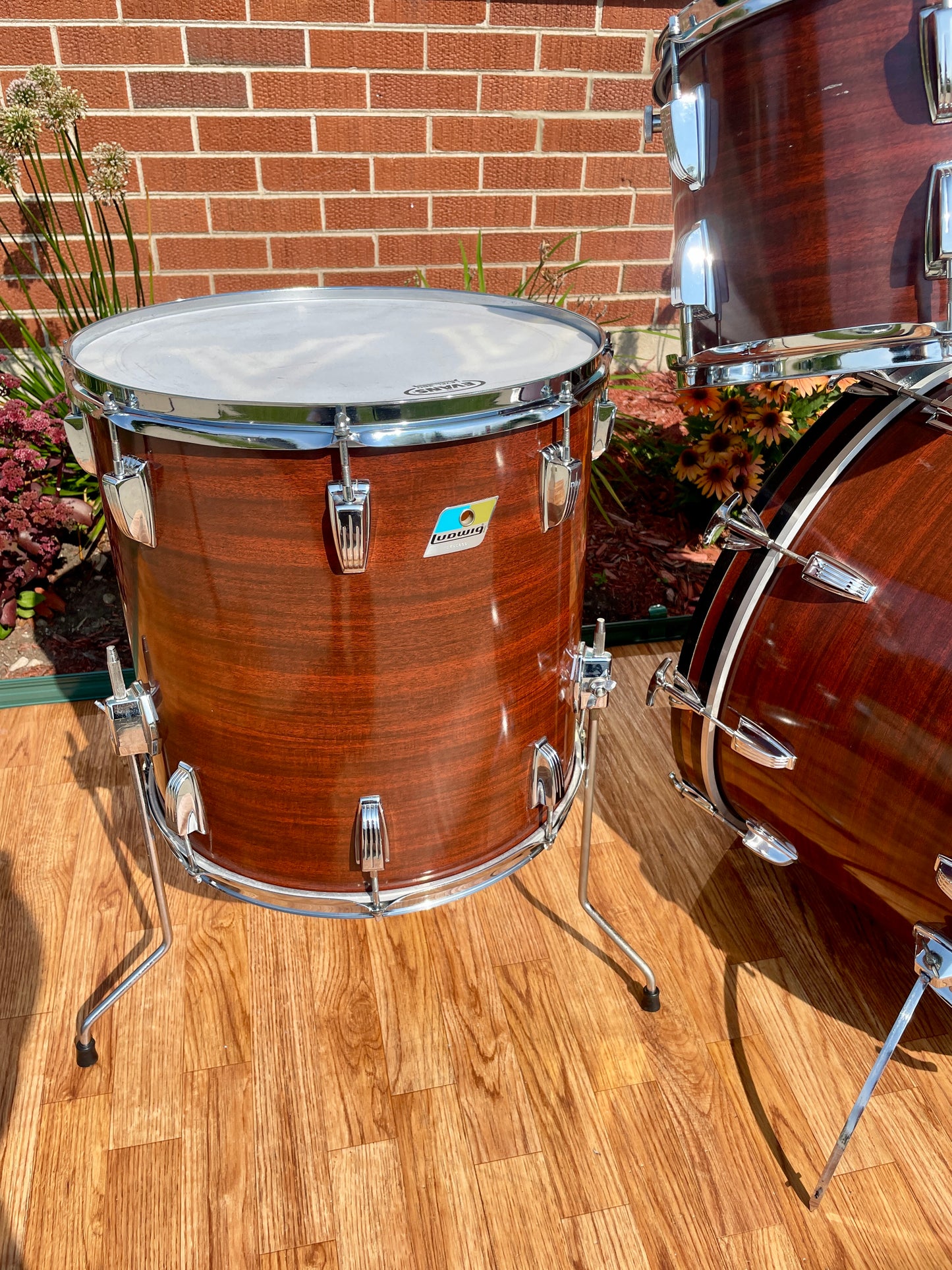 1970s Ludwig Big Beat 3-Ply Drum Set Mahogany Cortex 22/12/13/16