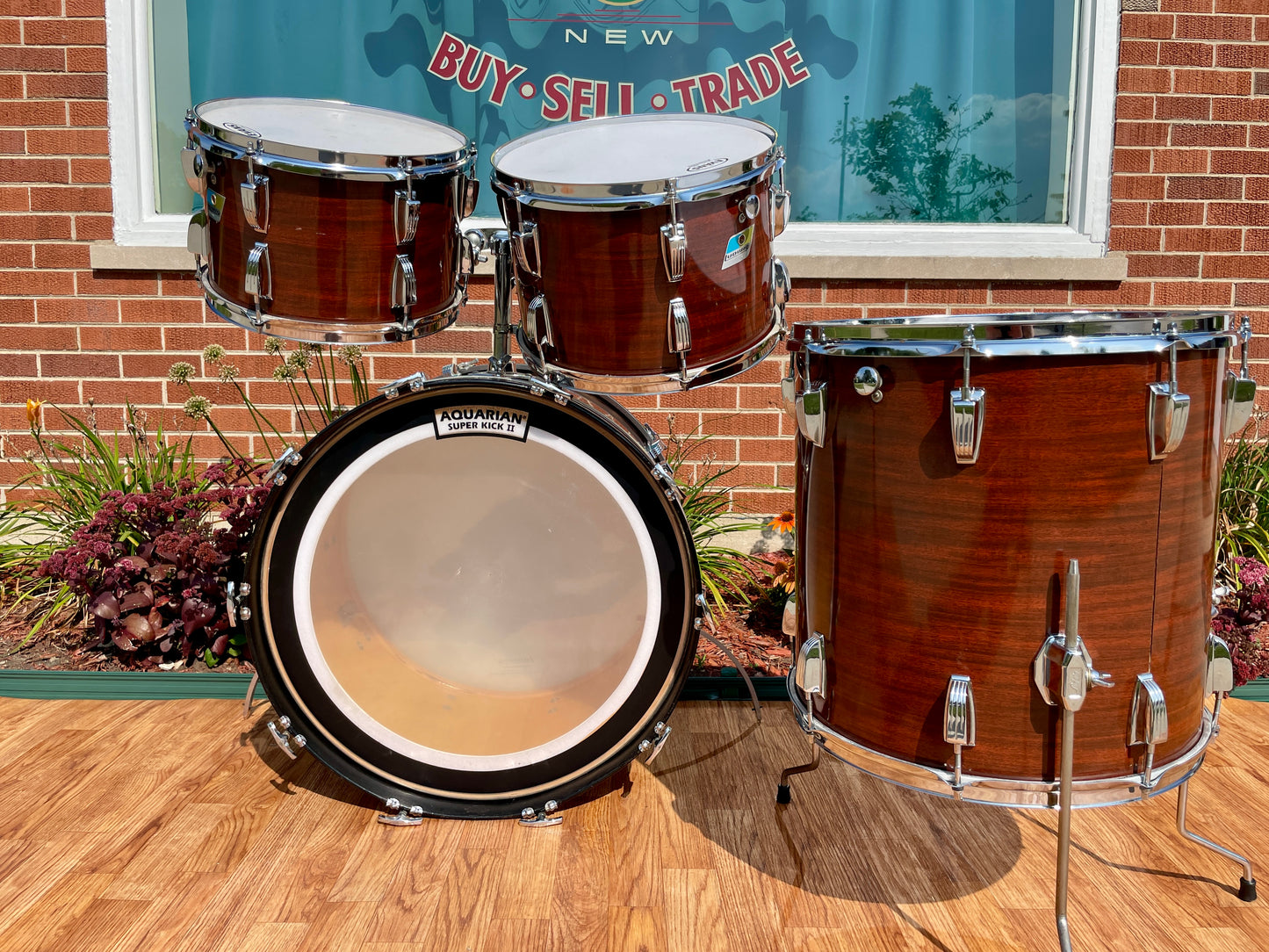 1970s Ludwig Big Beat 3-Ply Drum Set Mahogany Cortex 22/12/13/16