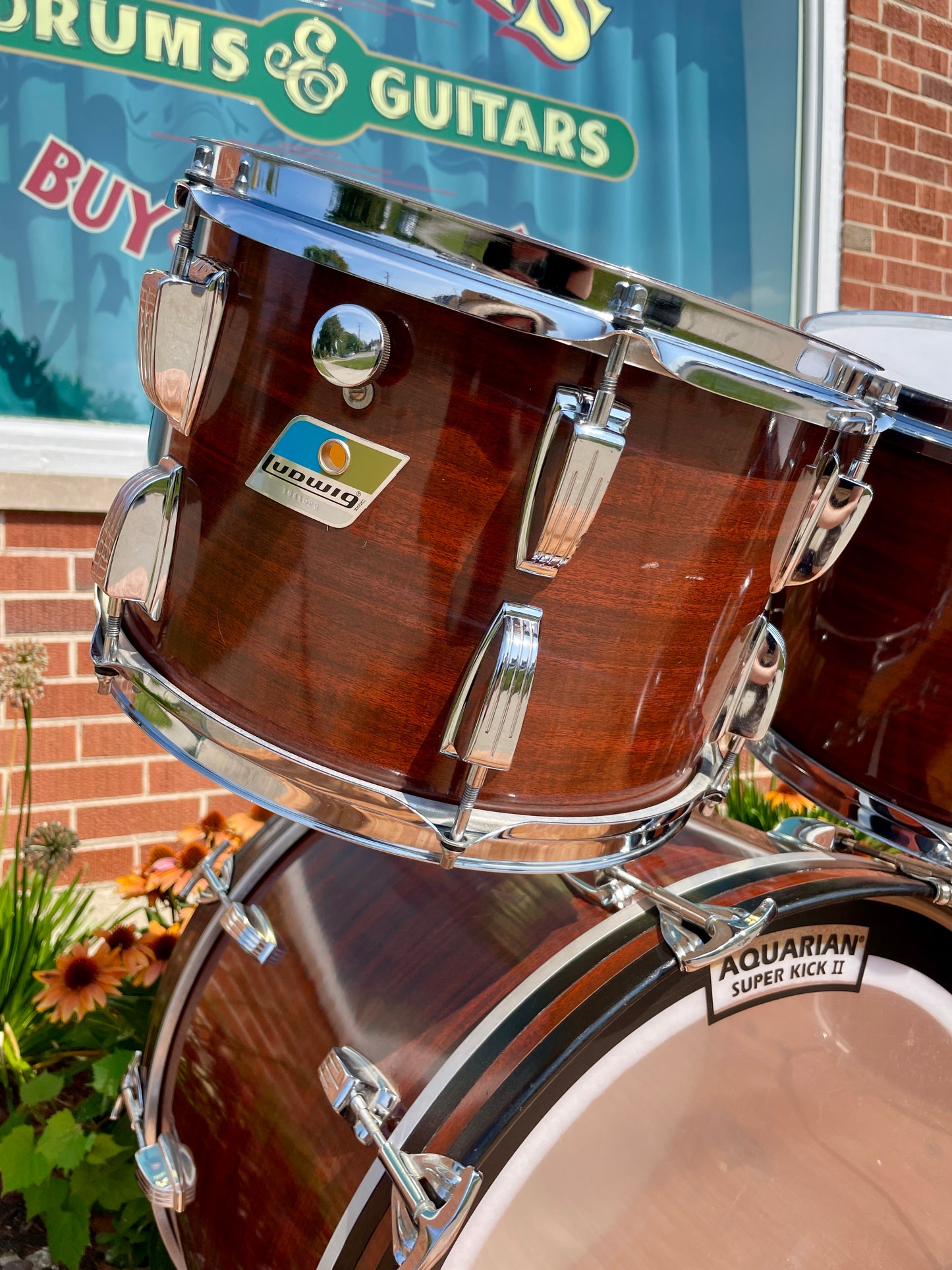 1970s Ludwig Big Beat 3-Ply Drum Set Mahogany Cortex 22/12/13/16