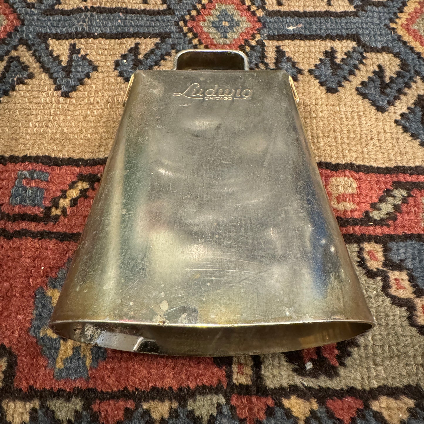 1960s Ludwig 5" Golden Tone No. 129 Cow Bell w/ Cowbell Holder No. 133 Script Logo