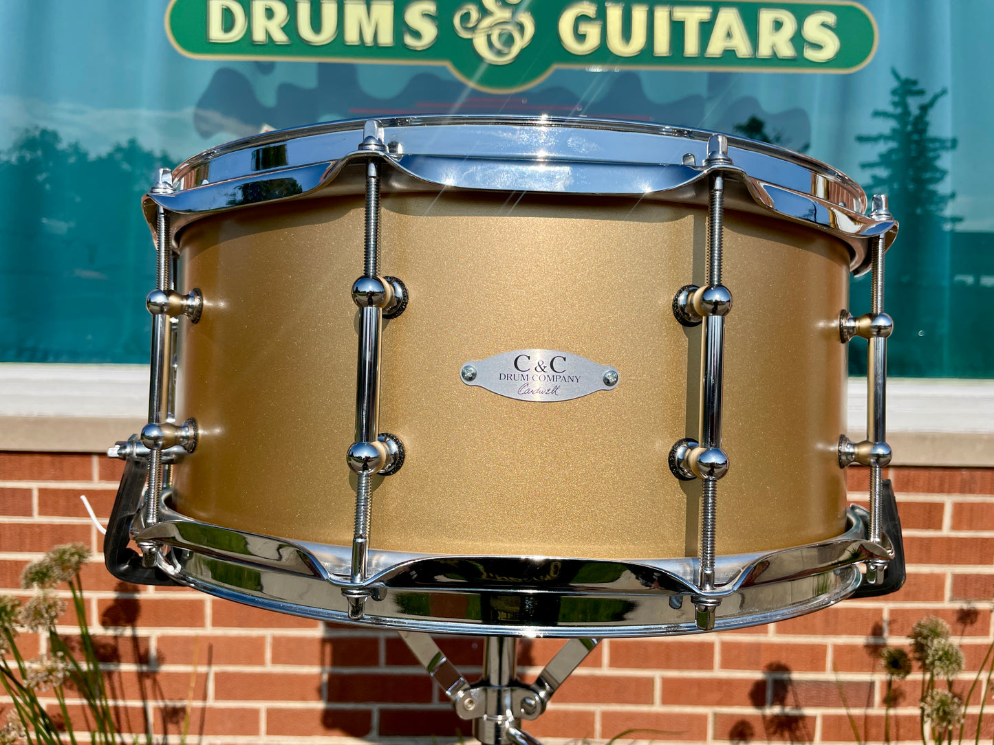 C&C Drum Company Custom 6.5x14 12th & Vine Snare Drum Matte Solid Gold