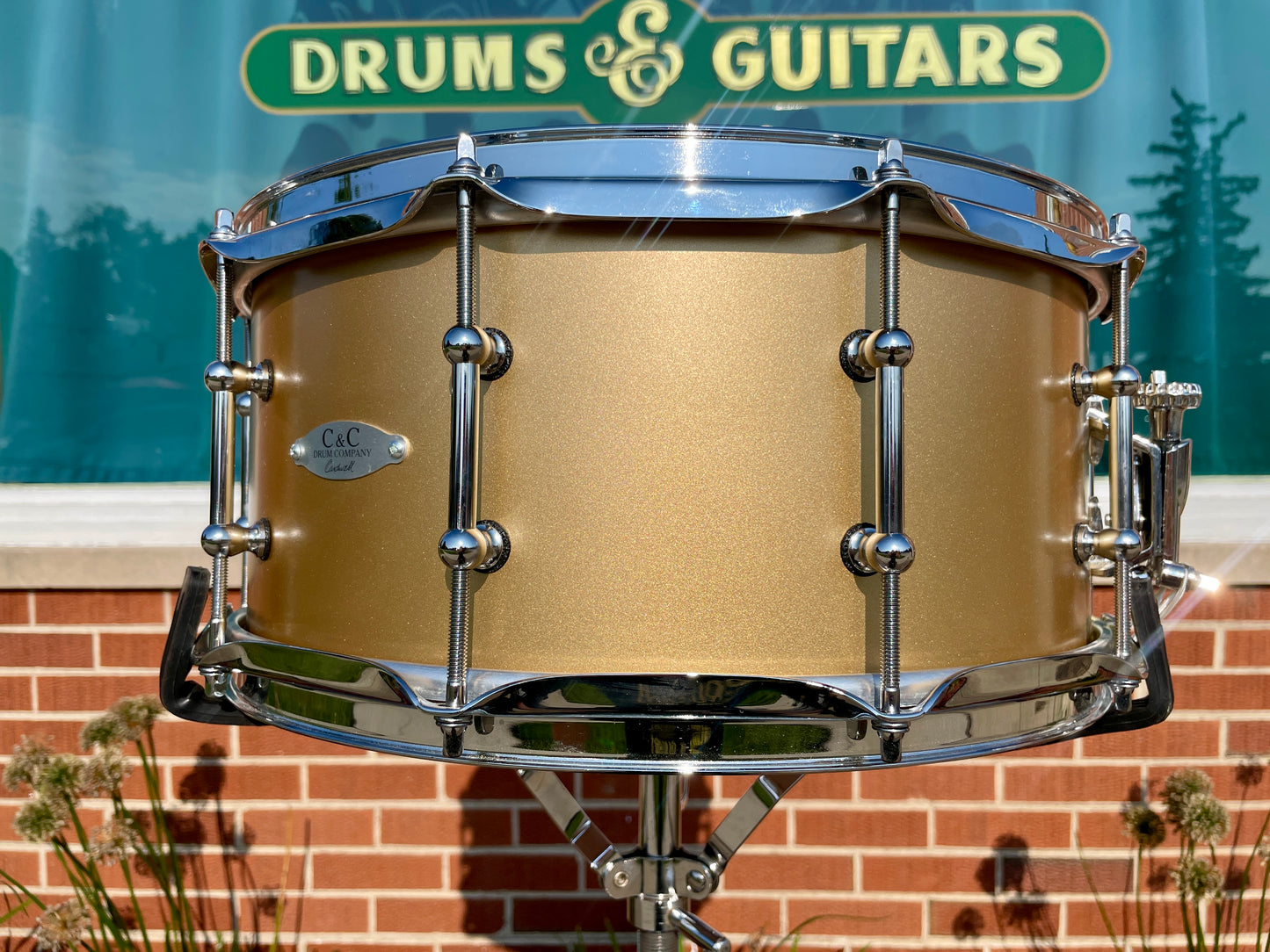 C&C Drum Company Custom 6.5x14 12th & Vine Snare Drum Matte Solid Gold