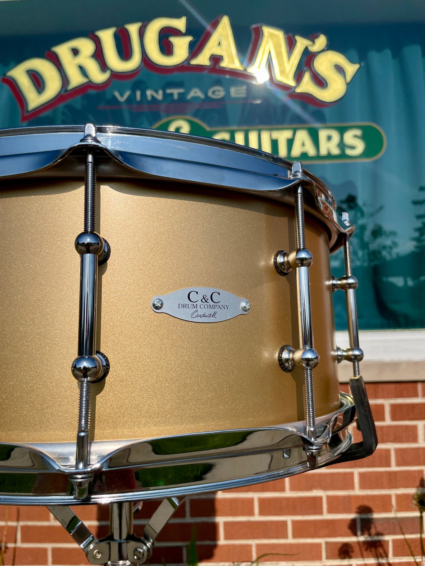 C&C Drum Company Custom 6.5x14 12th & Vine Snare Drum Matte Solid Gold