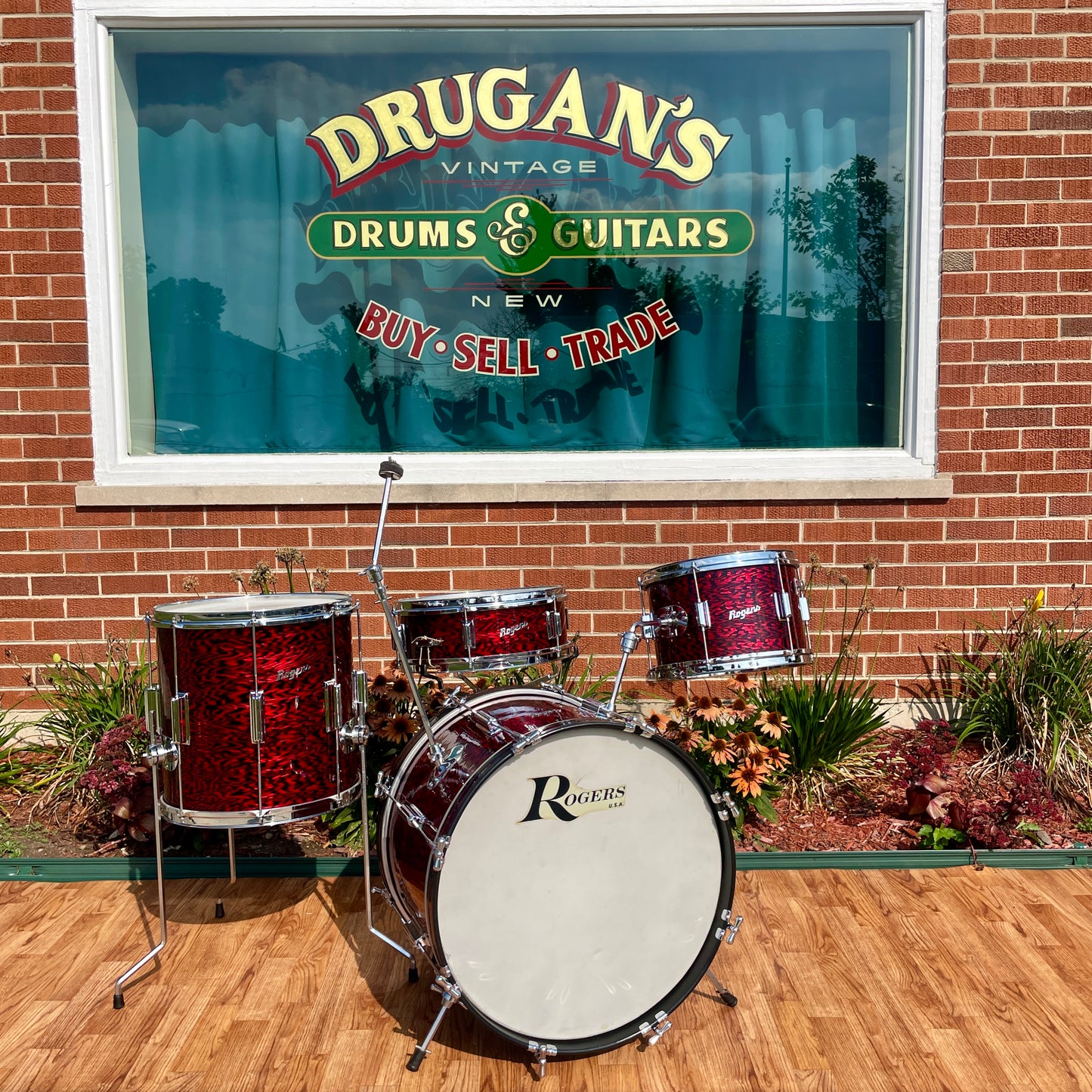 1960s Rogers Tower Delta Outfit Drum Set Red Onyx 20/12/14 w/ 5x14 Luxor Snare