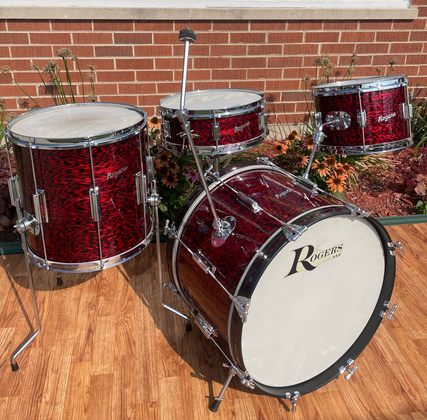 1960s Rogers Tower Delta Outfit Drum Set Red Onyx 20/12/14 w/ 5x14 Luxor Snare