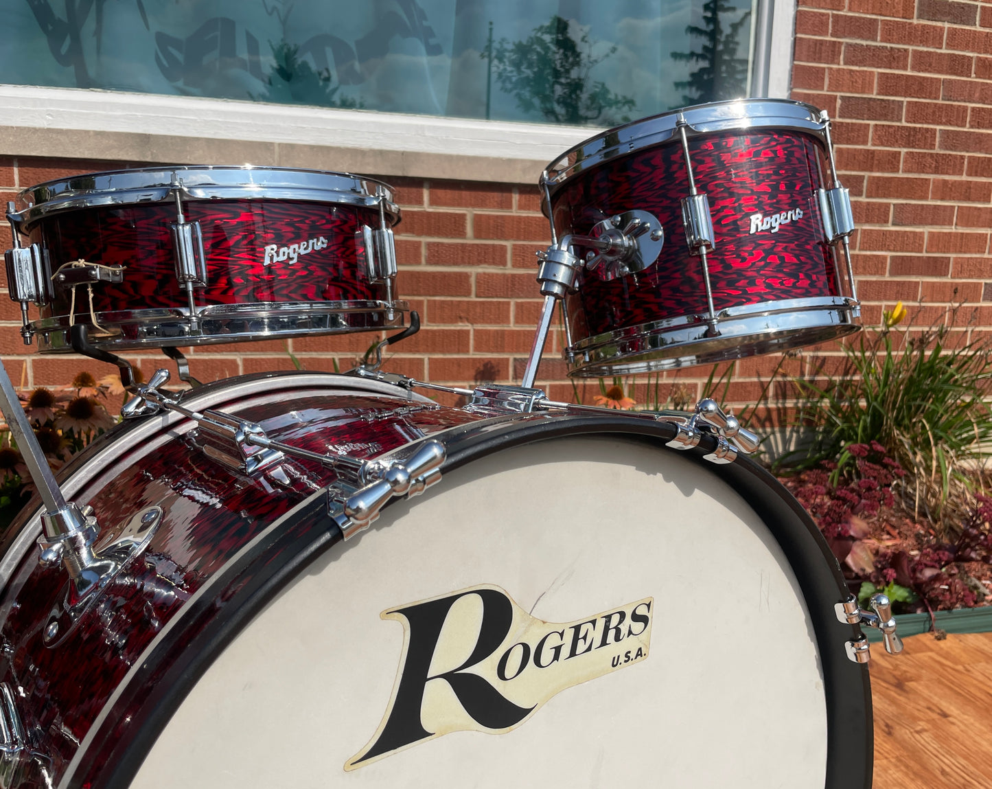 1960s Rogers Tower Delta Outfit Drum Set Red Onyx 20/12/14 w/ 5x14 Luxor Snare