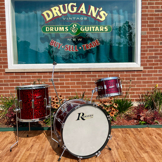 1960s Rogers Cleveland Tower Delta Drum Set Red Onyx 20/12/14