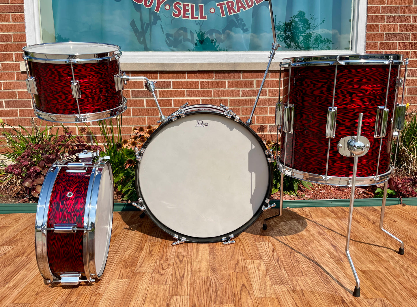 1960s Rogers Tower Delta Outfit Drum Set Red Onyx 20/12/14 w/ 5x14 Luxor Snare