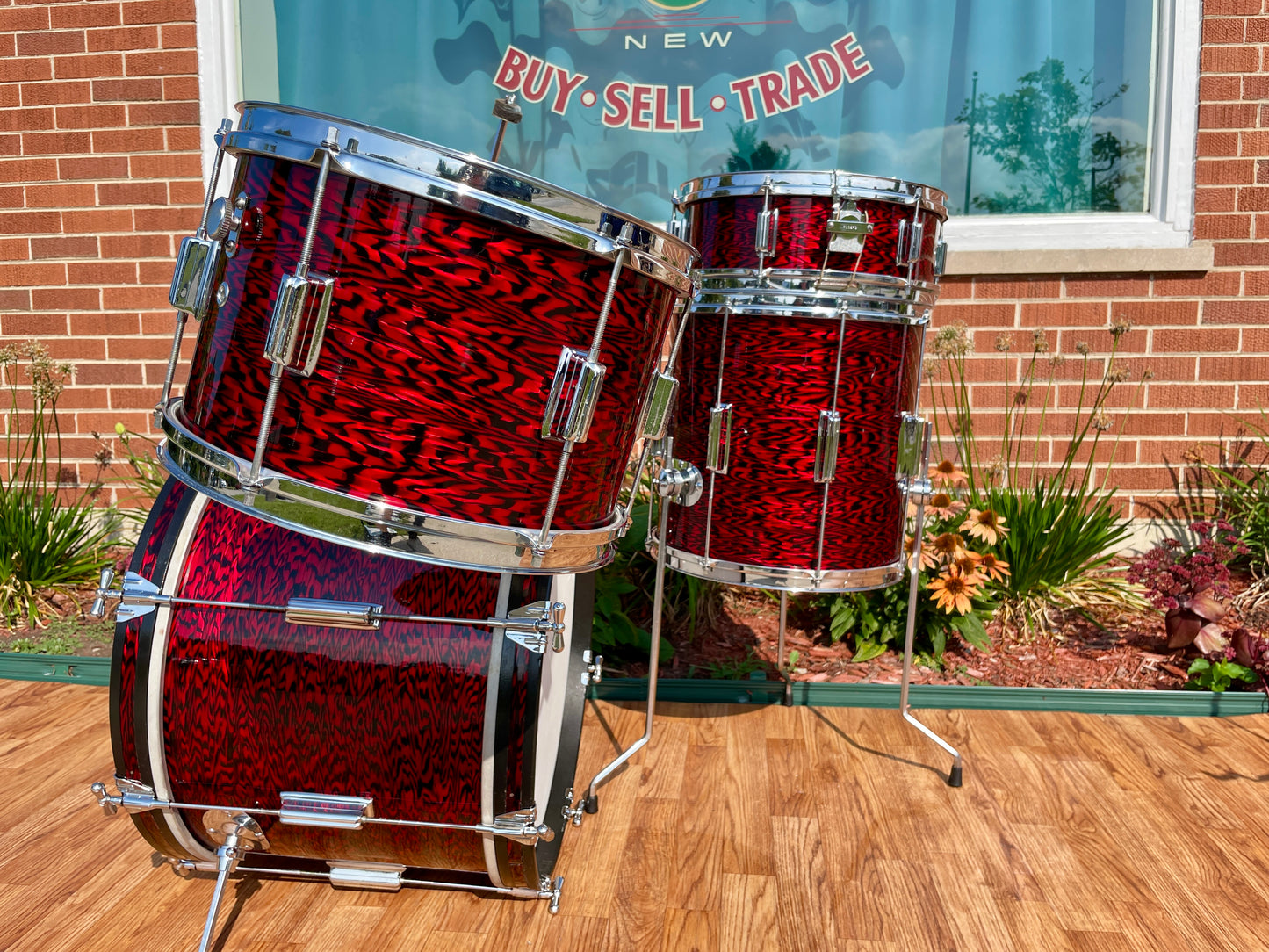 1960s Rogers Tower Delta Outfit Drum Set Red Onyx 20/12/14 w/ 5x14 Luxor Snare