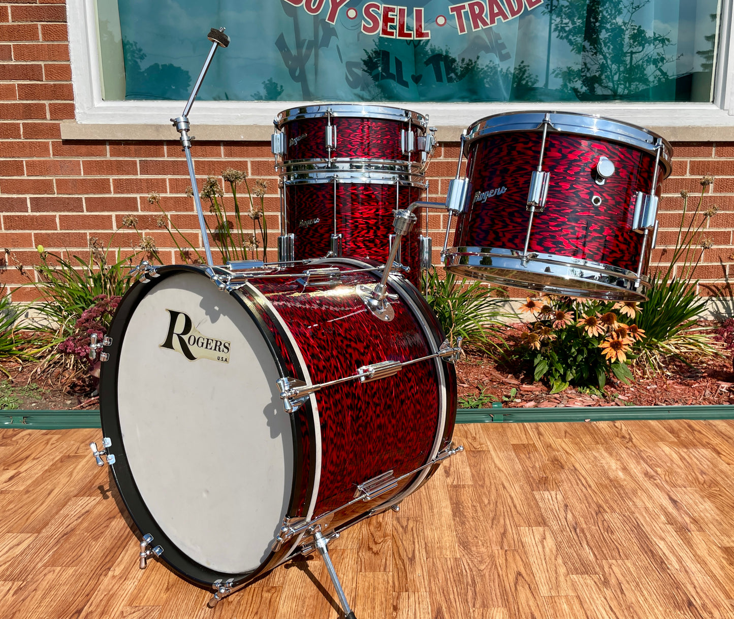 1960s Rogers Tower Delta Outfit Drum Set Red Onyx 20/12/14 w/ 5x14 Luxor Snare